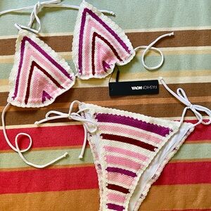 Fashion Nova | Striped Crochet Bikini Set, Sz S ♥ NWT